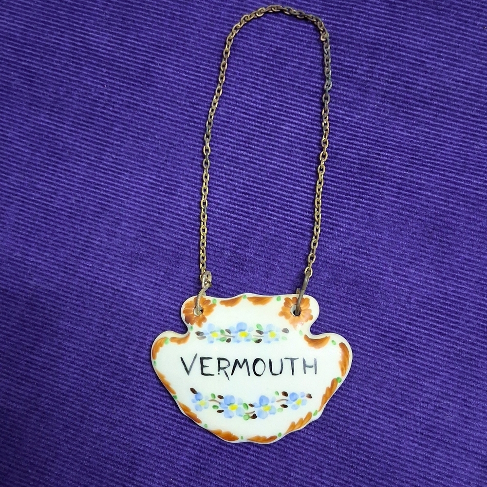 Vintage Vermouth Bottle Tag Label Spirits Liquor Label Hand-painted Bone China